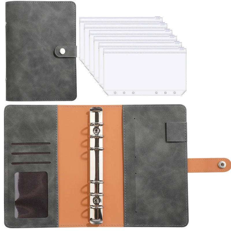 A6 PU Leather Budget Binder Notebook Cash Envelopes System Set Bill Organizer