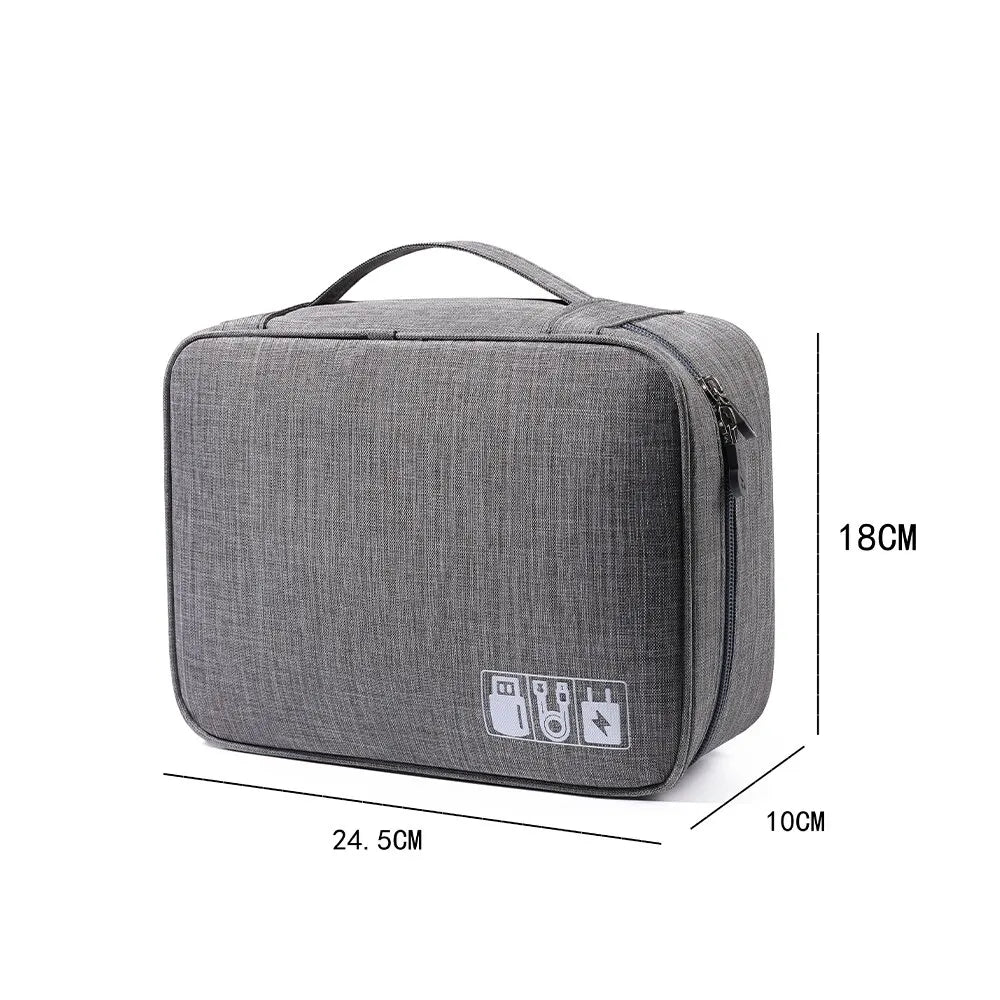 Electronics Travel Organizer Bag with Double-Layer Storage
