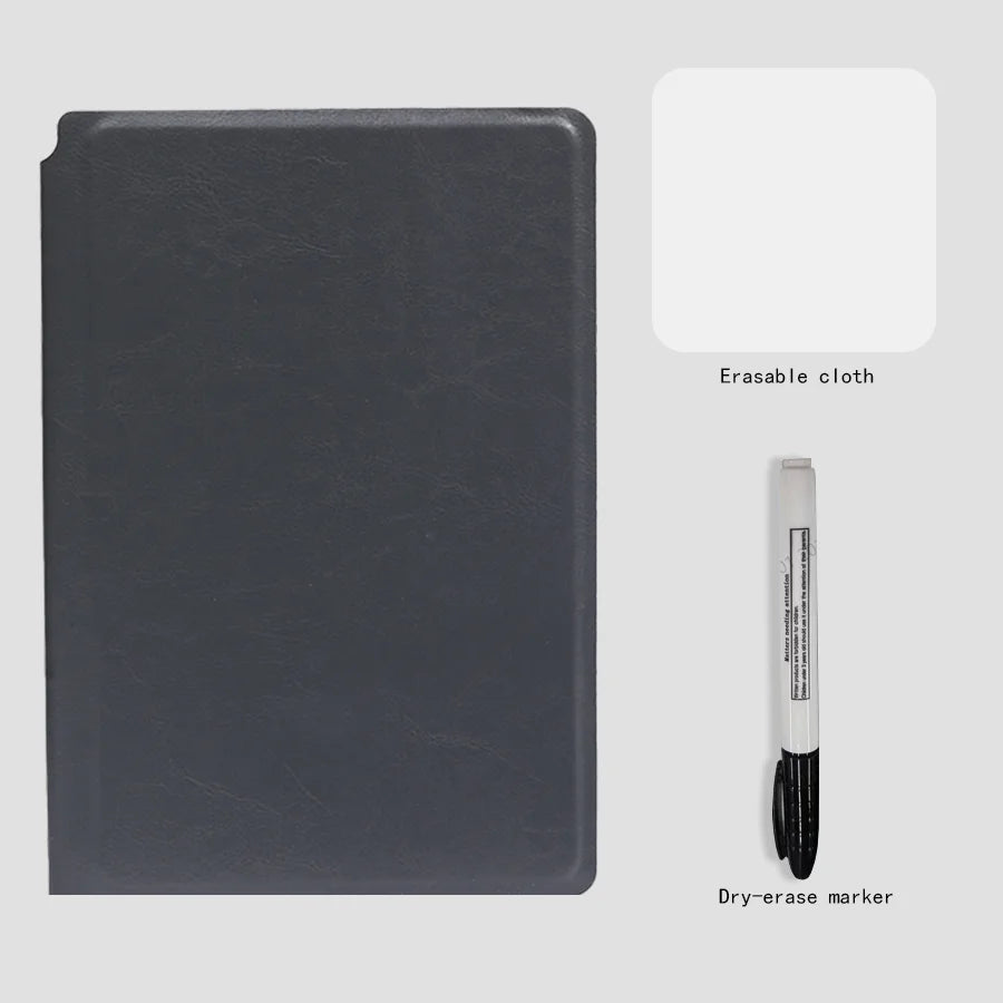 A5 Reusable Whiteboard Notebook — Portable Weekly Planner with Pen & Erasing Cloth
