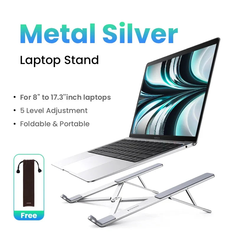 UGREEN Foldable Aluminum Laptop Stand — Vertical Holder for MacBook, Tablet & Phone