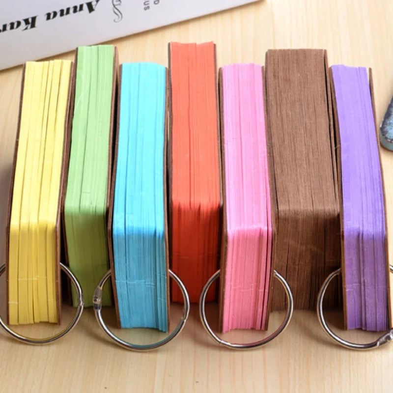 Blank Mini Ring Notepad Flash Cards, 50 Sheets Portable Loose Leaf Memo Pad for Study and Notes