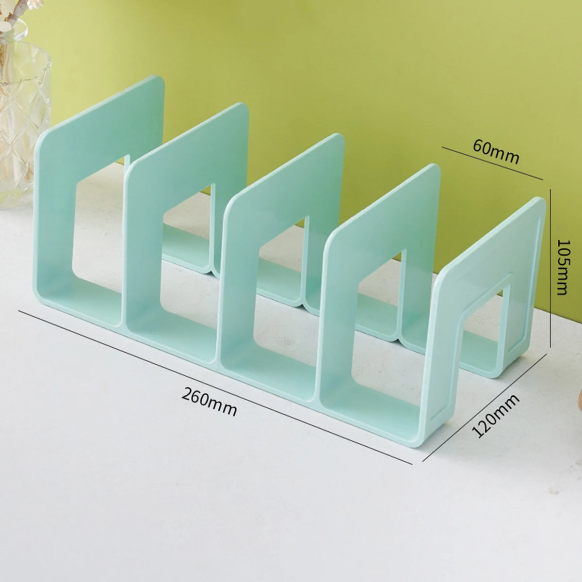 4 Compartment Desktop File and Book Organizer Rack for Home Office and Classroom