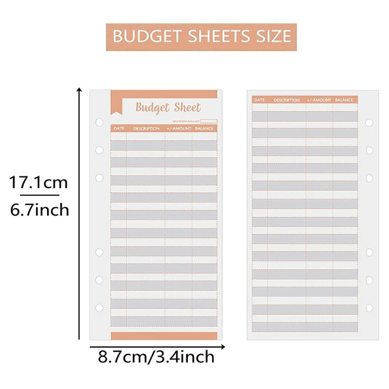 12-Pack Expense Tracker Budget Sheets — Double-Sided Cash Envelope Ledger Inserts