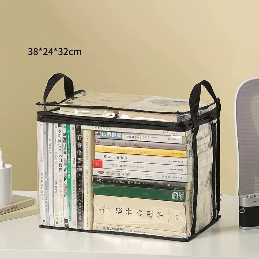 Foldable Clear Book Storage Bag with Carry Handles