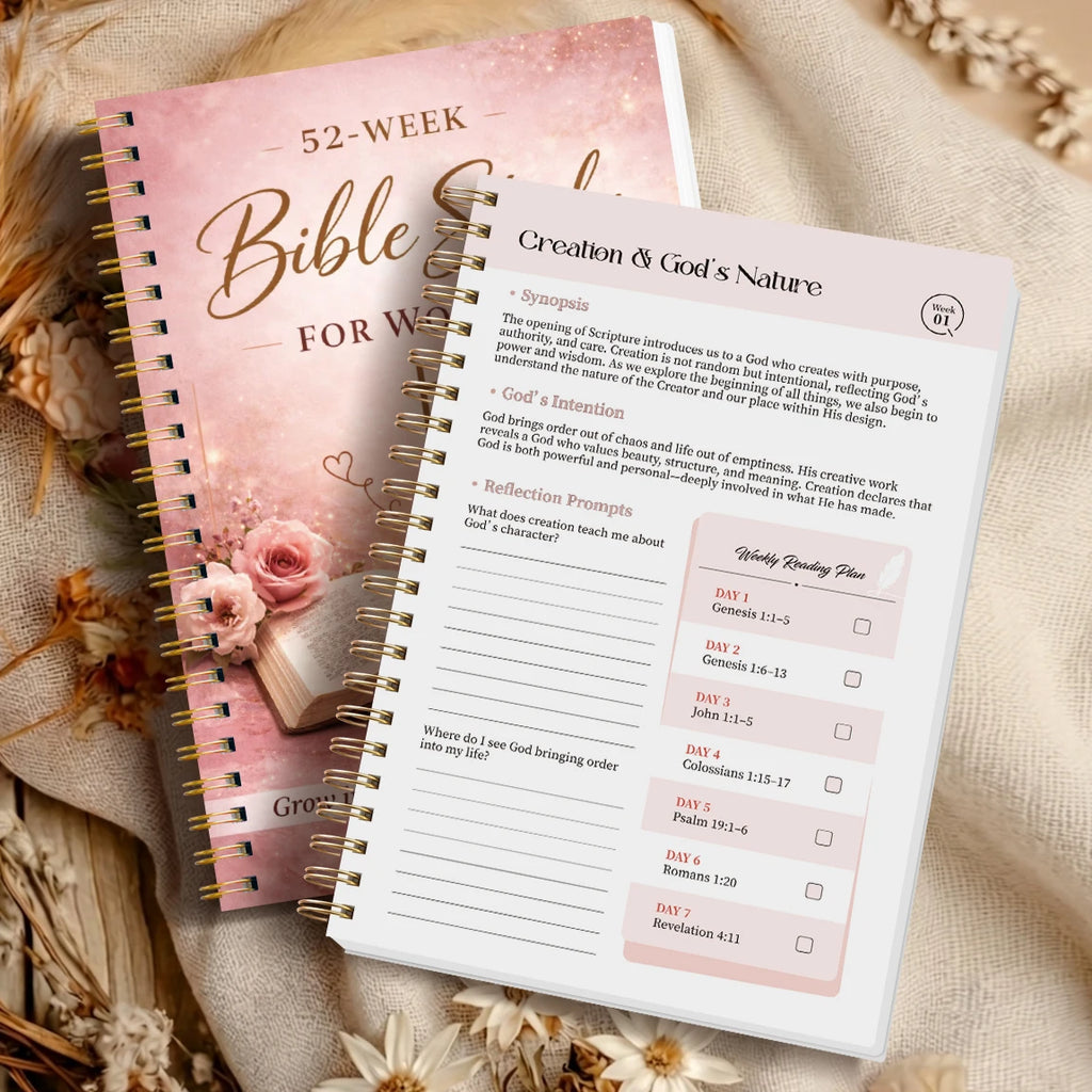52 Week Bible Study Journal for Women, Spiral Bound Guided Faith Planner with Daily Scripture Reading and Reflection Tracker