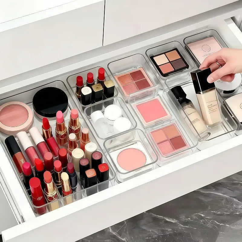 Clear Acrylic Drawer Organizer Set 4 or 7 Pieces for Desk and Vanity