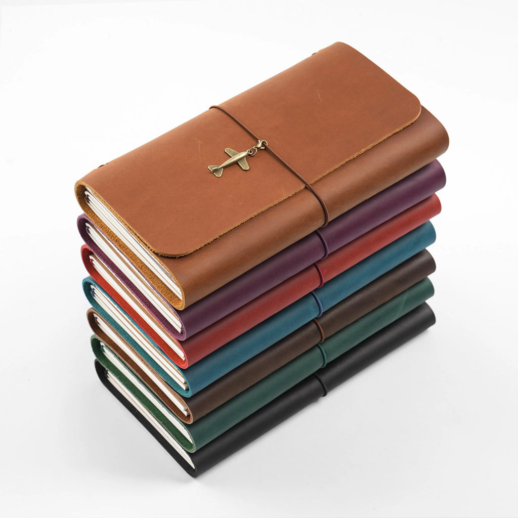 Trifold Leather Journal, Handmade Refillable Travel Journal Notebook
