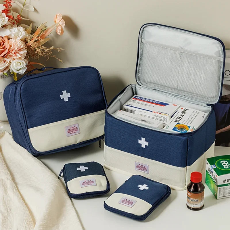 Travel Medicine Bag and Mini First Aid Kit Pouch for Pills, Vitamins and Emergency Essentials, Portable Home and Outdoor Storage