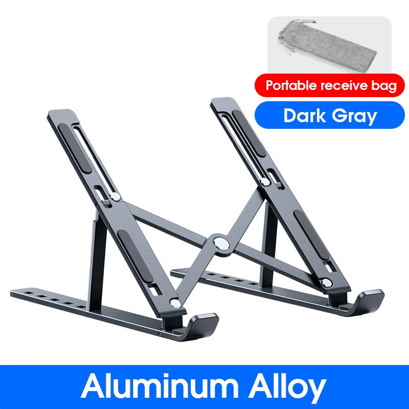 Adjustable Aluminum Laptop Stand — Foldable, Portable, Multi-Height Cooling Holder