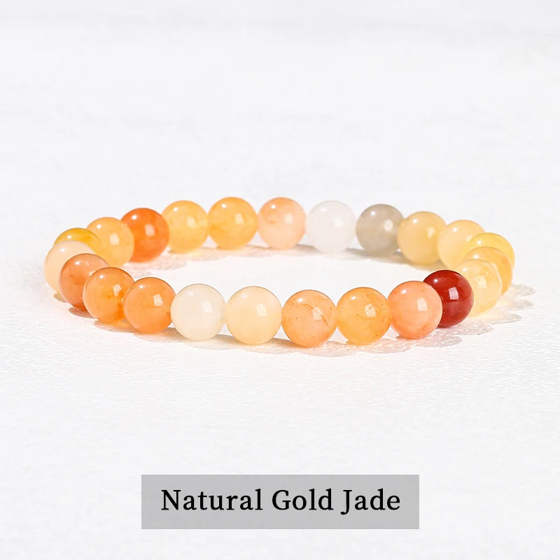 Natural Stone Beads Bracelet — Amethyst, Tiger Eye, Crystal & More