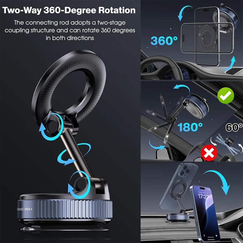 Foldable Magnetic Car Phone Holder with Suction Base