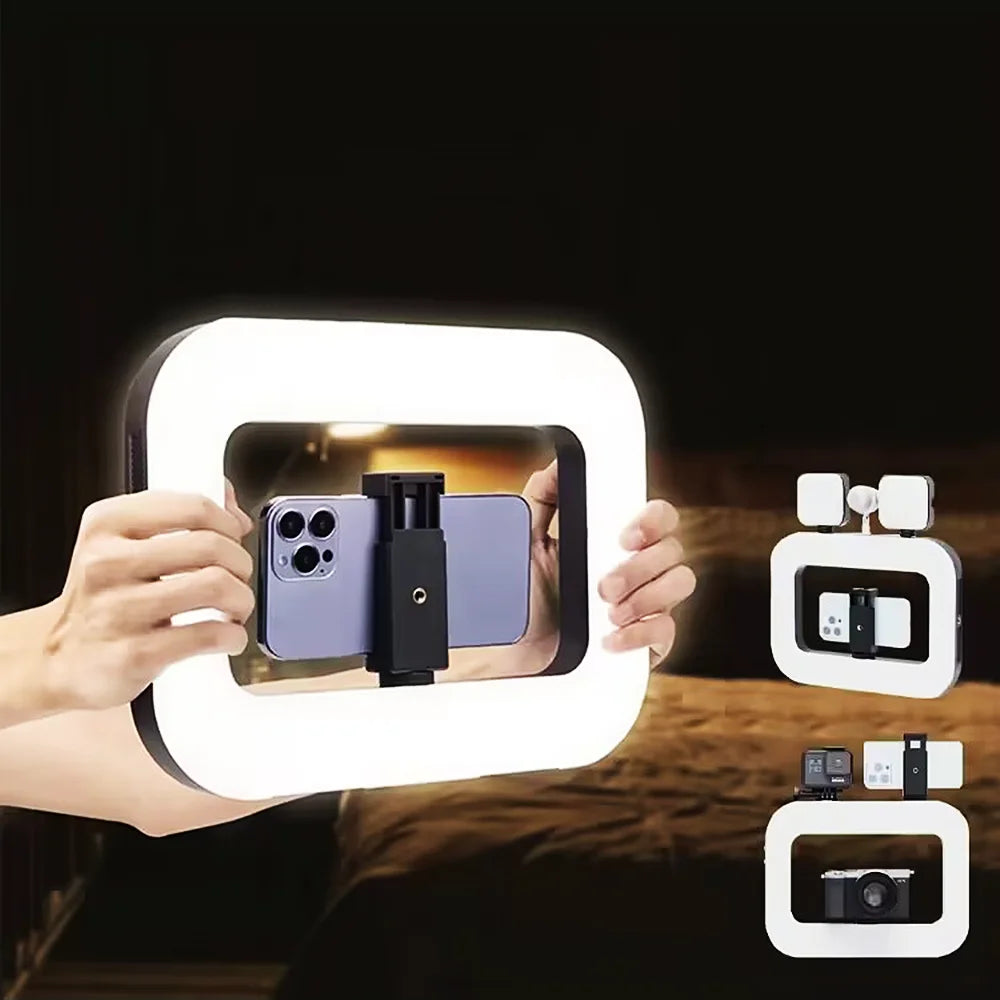 Handheld Rechargeable LED Ring Light with Phone Holder