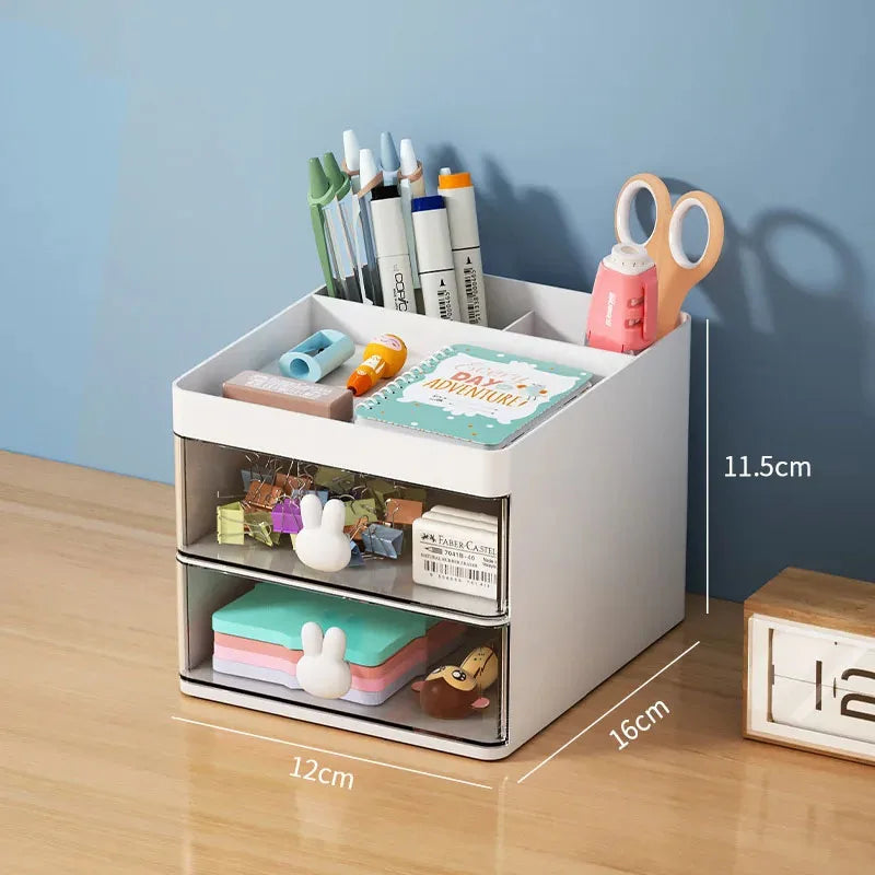 Small Desk Organizer with Drawers for Pens, Pencils, Phone, Business Cards and Stationery
