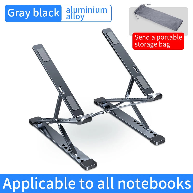 Adjustable Aluminum Laptop Stand — Foldable, Portable, Multi-Height Cooling Holder