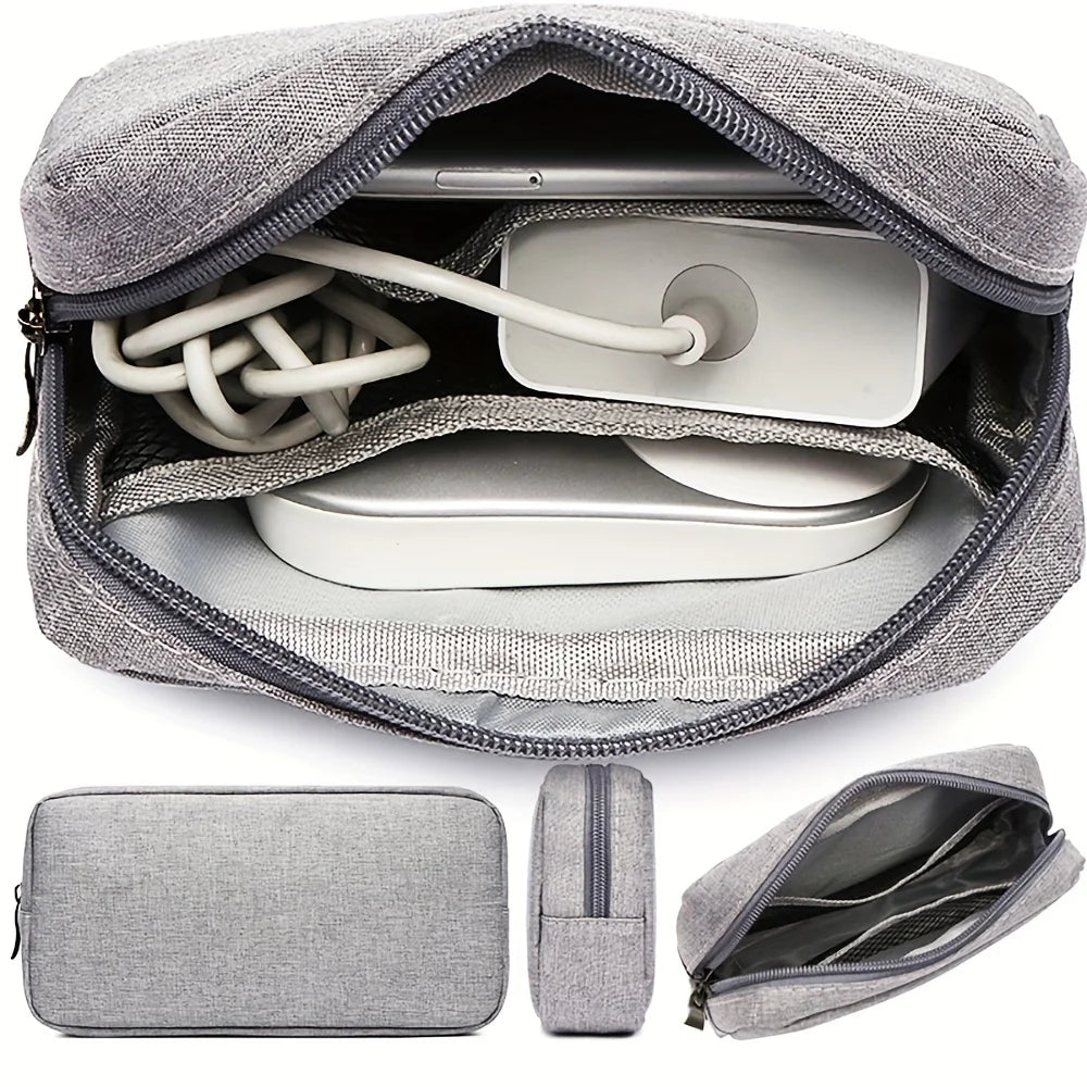 Compact Cable Cord Organizer Pouch, Small Electronics Storage Bag for Chargers, SD Cards, Power Banks and Earbuds, Portable Travel Tech Case