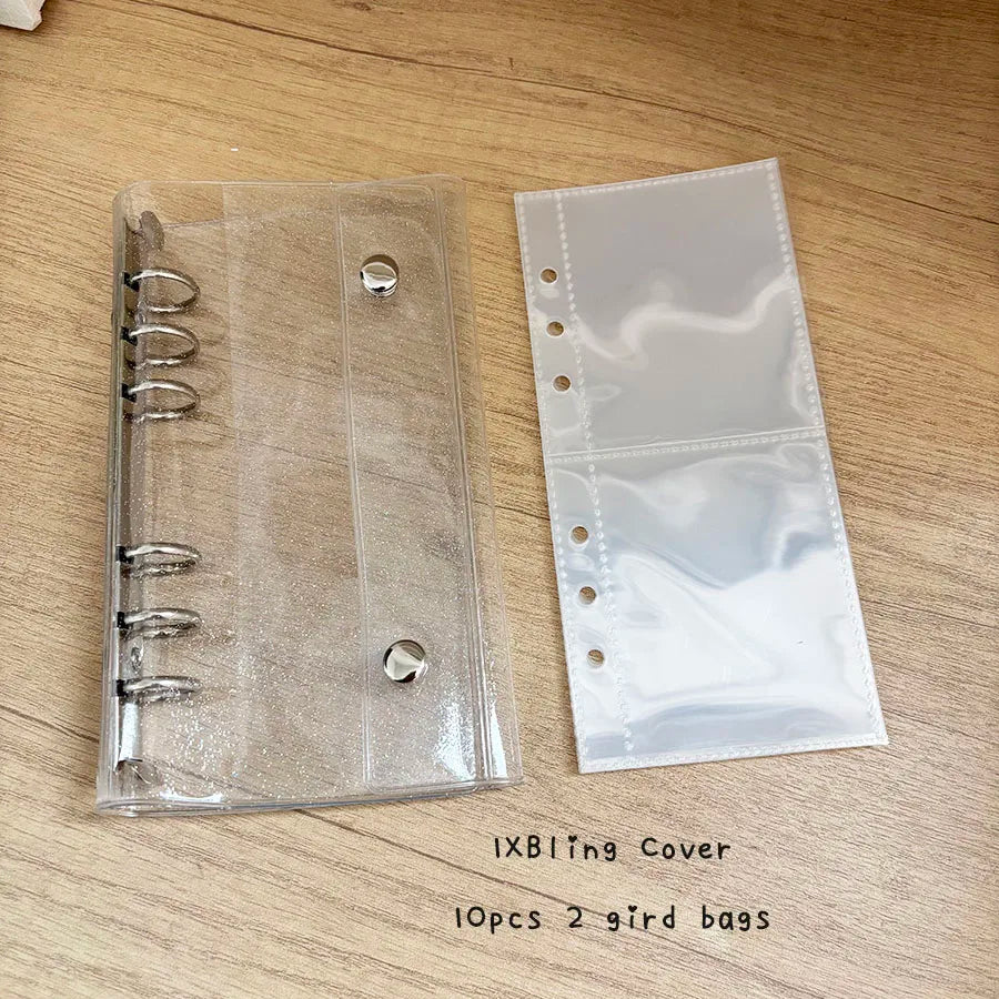 A6 Loose Leaf Binder Cover with Refill Sheets and Zip Storage Pockets