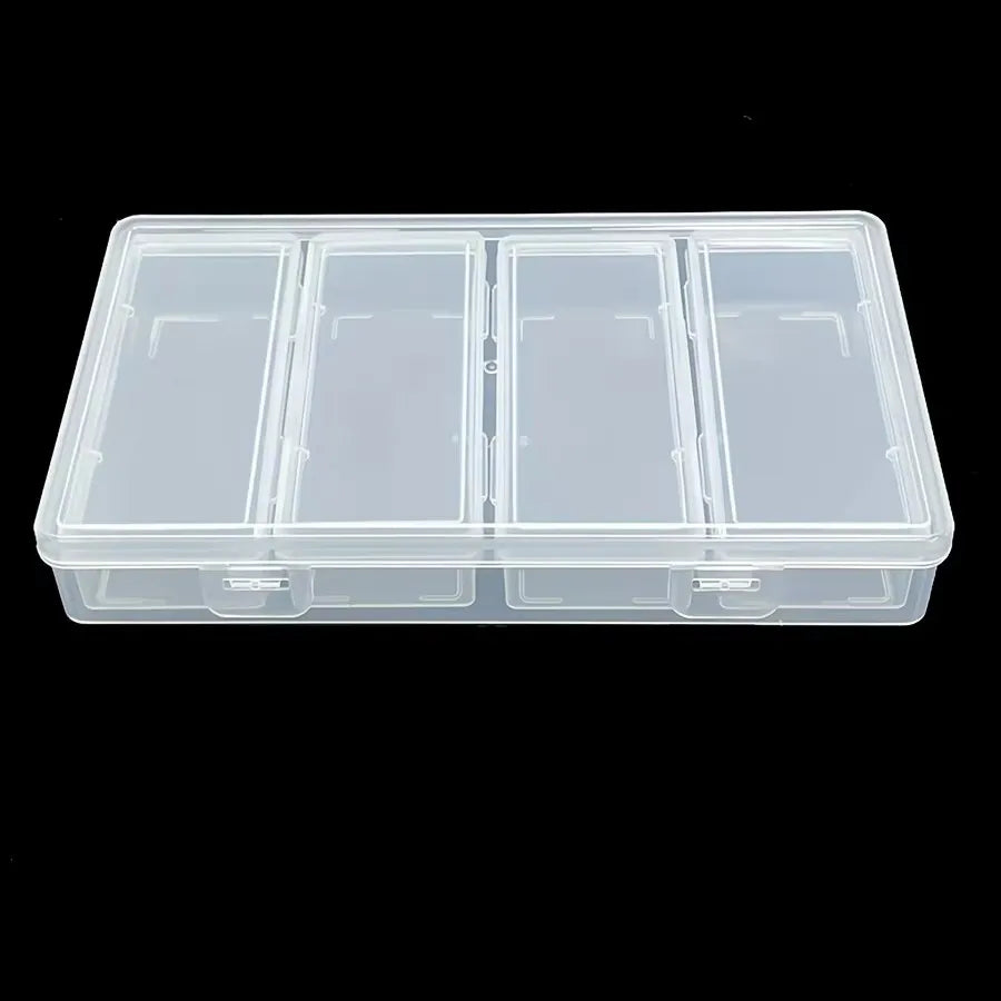 Clear Plastic Storage Organizer Box with 4 Adjustable Dividers for Desk Supplies, Crafts and Small Parts