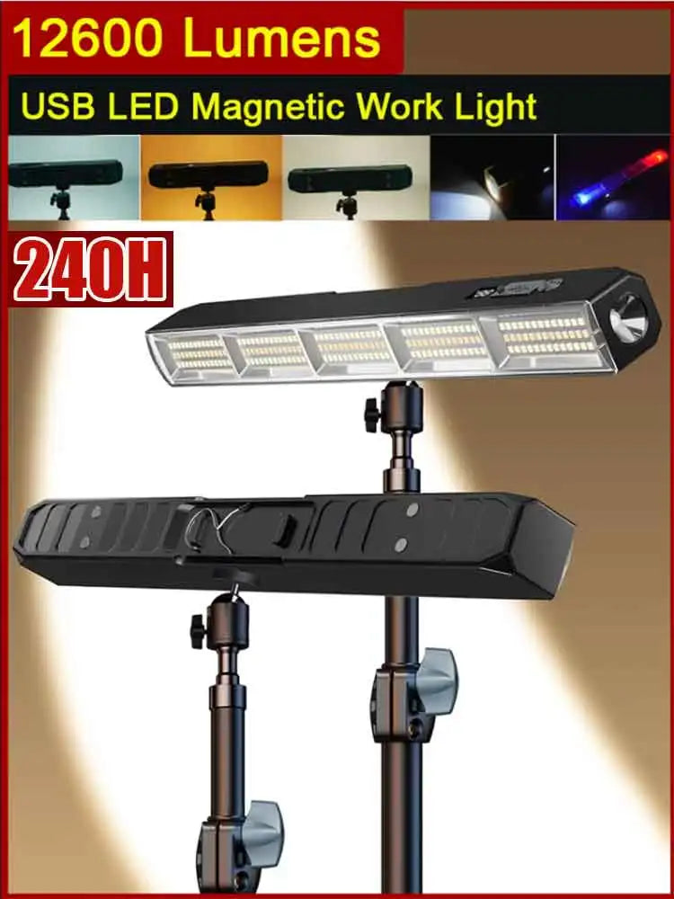 Rechargeable Magnetic LED Work Light Bar — 3 Modes, USB, IP66 Waterproof