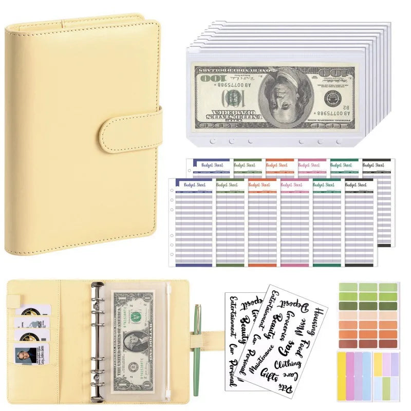 A6 Cash Envelope Budget Binder — 6-Ring Loose-Leaf Money Organizer