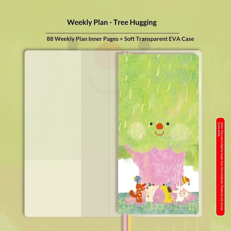 Undated Weekly Planner Book with Illustrated Cover Designs, Daily Schedule Organizer Notebook with Optional Planner Cover