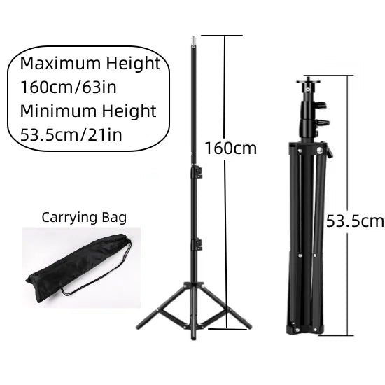 Adjustable Light Stand Tripod with Carry Bag, 50–210 cm Options