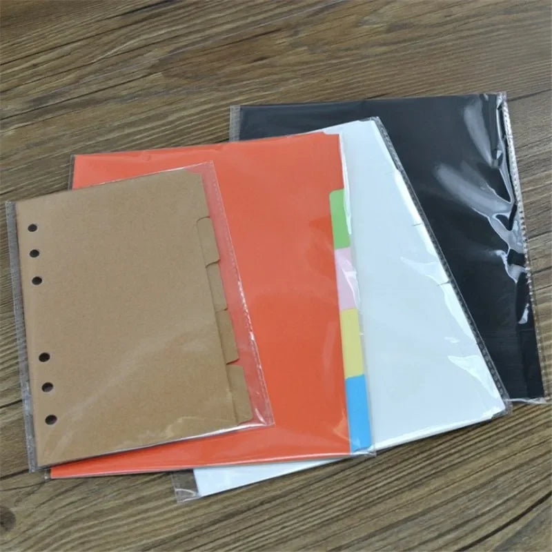 A5 A6 Binder Index Dividers, 5 Pack Loose-Leaf Tab Divider Pages for Planners, Budget Binders, and Notebooks