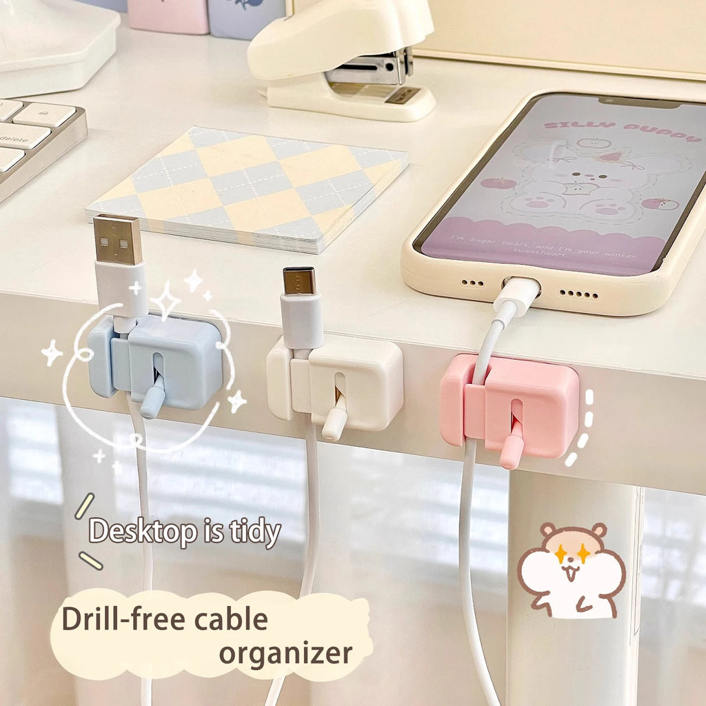 No-Drill Edge-Mounted Cord Organizer For Charging Cables And Data Wires.