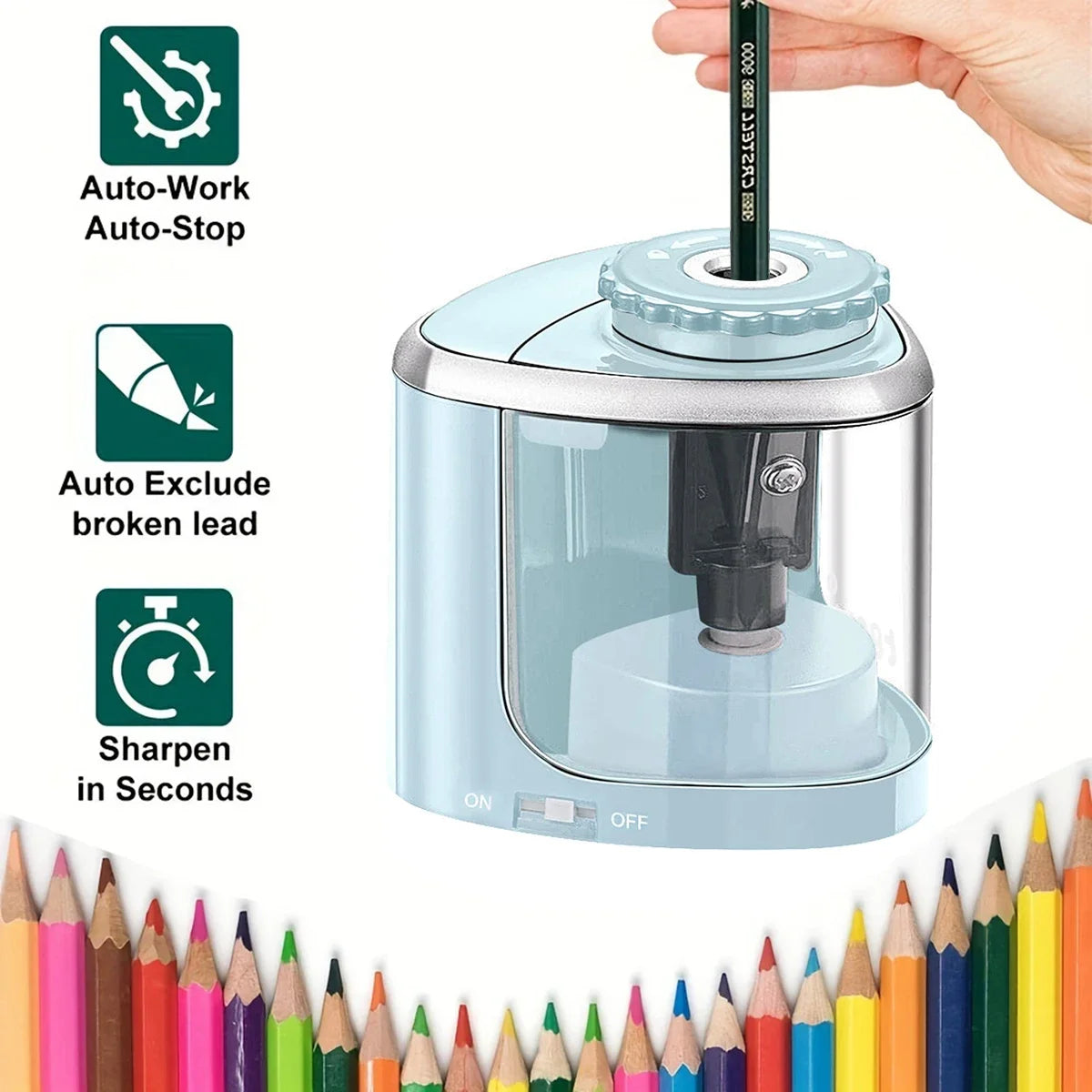 Electric Pencil Sharpener for 6–8 mm Pencils