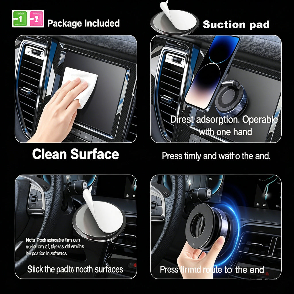 Foldable Magnetic Car Phone Holder with Suction Base