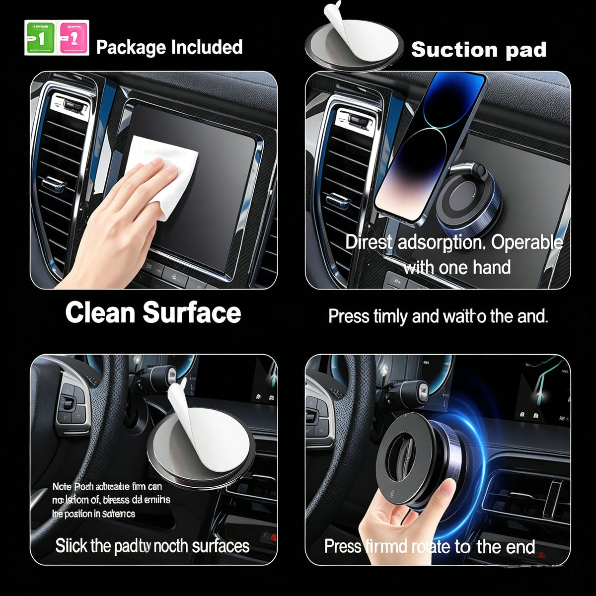 Foldable Magnetic Car Phone Holder with Suction Base