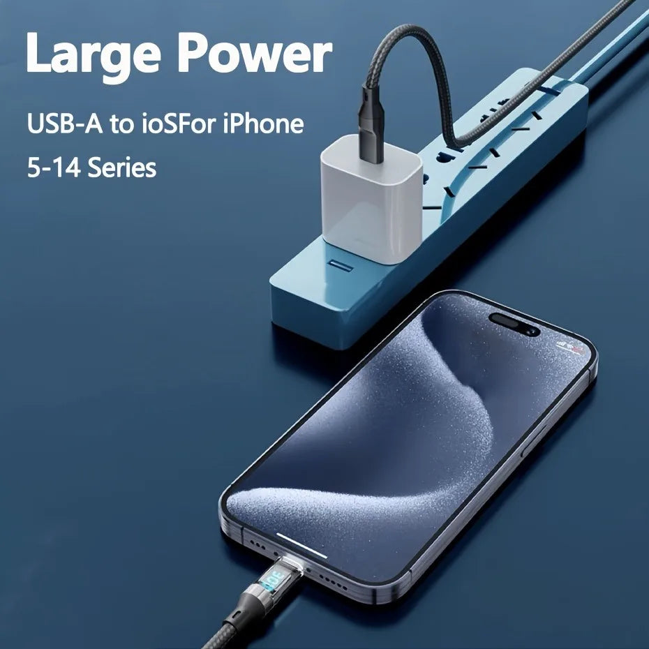 27W PD Fast-Charging Lightning Cable with LCD Display — USB-A/USB-C, 1m & 2m