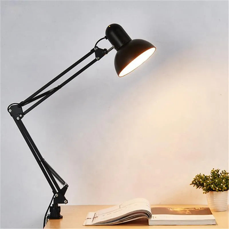 Adjustable Swing-Arm Clamp Desk Lamp, EU or US Plug