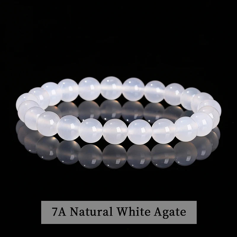 Natural Stone Beads Bracelet — Amethyst, Tiger Eye, Crystal & More