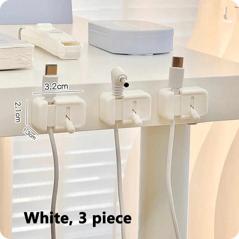 No-Drill Edge-Mounted Cord Organizer For Charging Cables And Data Wires.