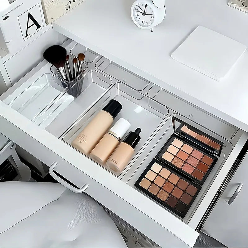 Clear Acrylic Drawer Organizer Set 4 or 7 Pieces for Desk and Vanity