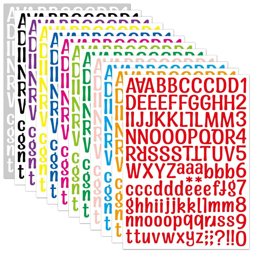 Alphabet Letter and Number Stickers, 2 Pack Colorful Waterproof A-Z Planner Stickers for Journals, Vision Boards, Scrapbooks, and DIY Crafts