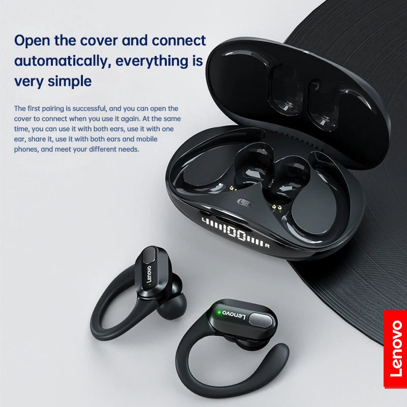Sports Wireless Earphones with Mic — LED Power Display, Bluetooth 5.3 TWS Headphones