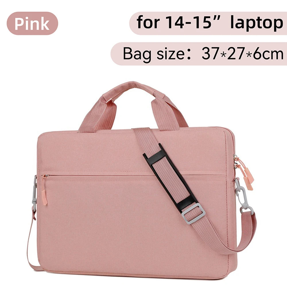 Laptop Sleeve Bag with Shoulder Strap and Handle, Water-Resistant Portable Carrying Case for 14 and 15.6 Inch Laptops and Notebooks