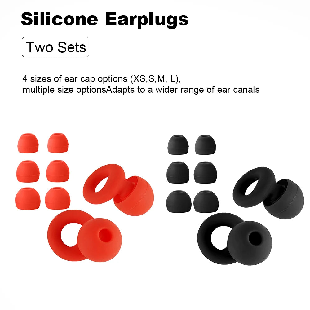 Quiet Ear Plugs for Noise Reduction — Soft Reusable Hearing Protection for Sleep, Swim & Work, 8 Tips in XS/S/M/L