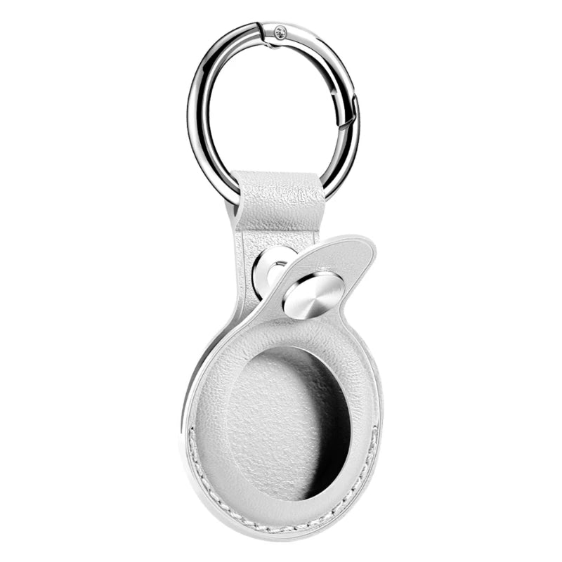 PU Leather AirTag Holder with Keyring and Snap Closure