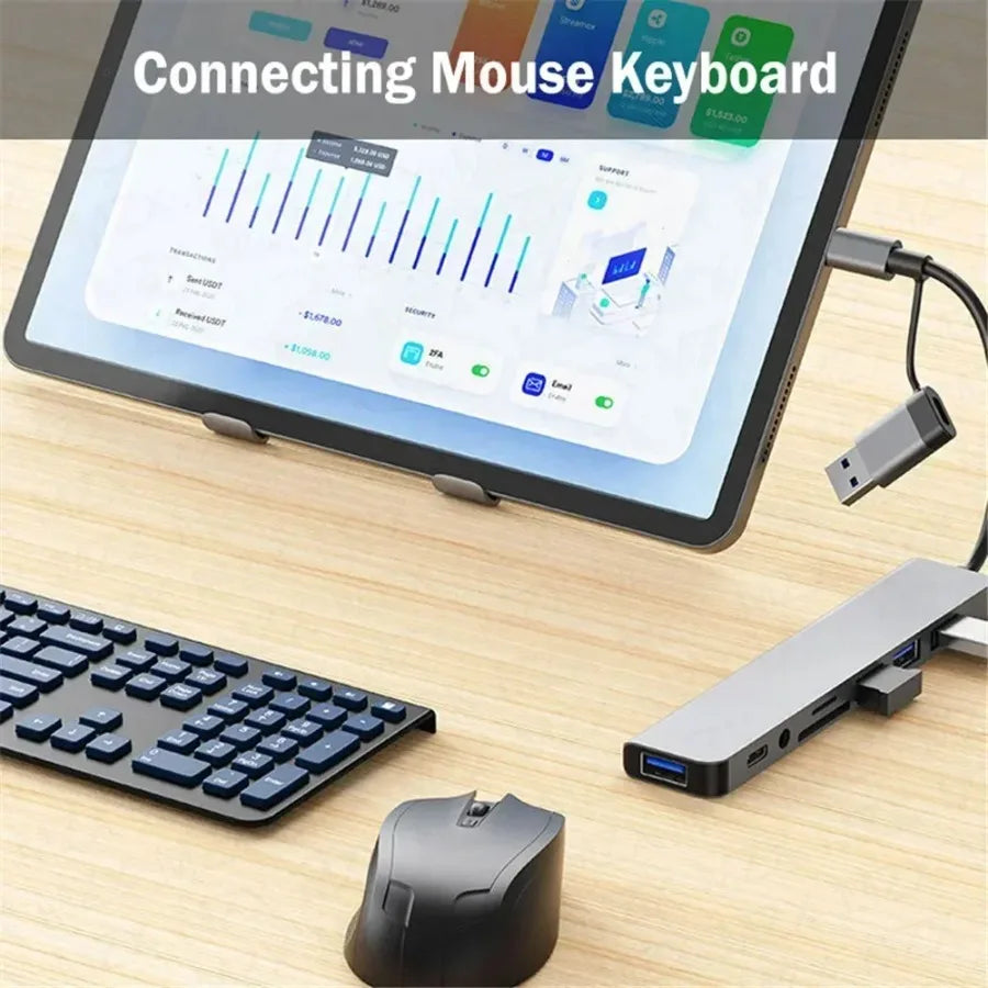 USB Multiport Hub Adapter with SD & MicroSD Card Reader Options