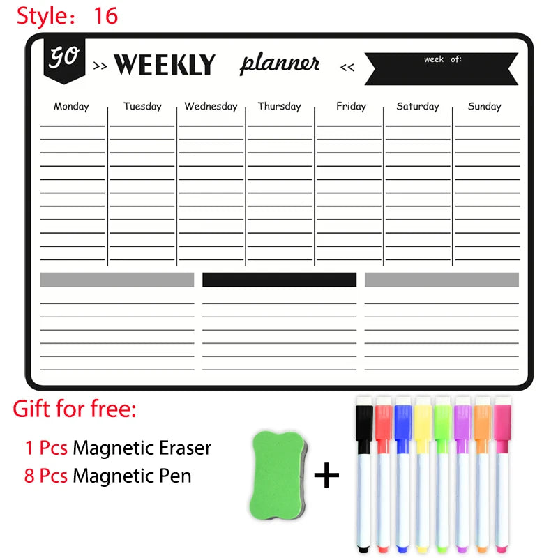 A3 Magnetic Dry-Erase Planner — Monthly & Weekly Fridge Calendar