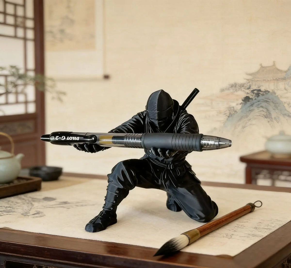 Ninja Pen Holder Desk Organizer, 3D Printed Creative Desktop Decoration and Office Gift