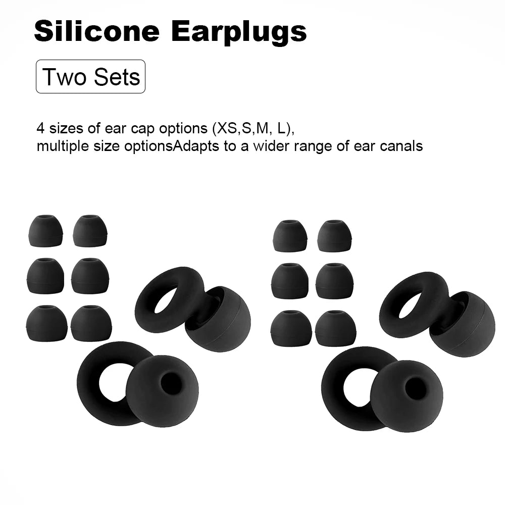 Quiet Ear Plugs for Noise Reduction — Soft Reusable Hearing Protection for Sleep, Swim & Work, 8 Tips in XS/S/M/L