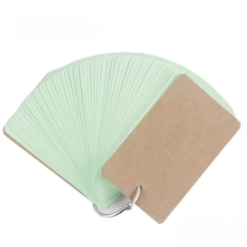 Blank Mini Ring Notepad Flash Cards, 50 Sheets Portable Loose Leaf Memo Pad for Study and Notes