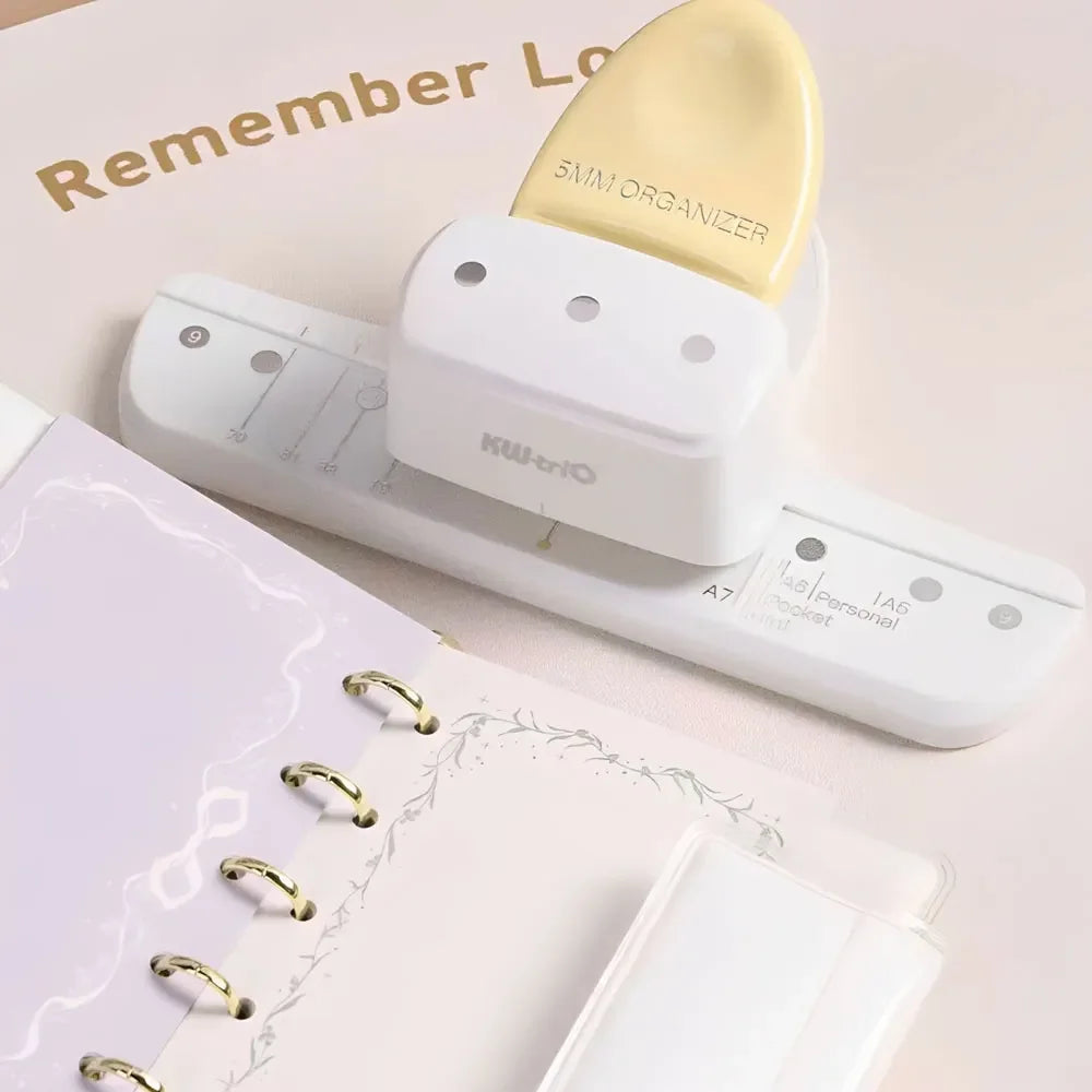 3 Hole Paper Punch for Loose Leaf Binder Planners, Adjustable A5 A6 A7 Hole Puncher, 8 Sheet Capacity