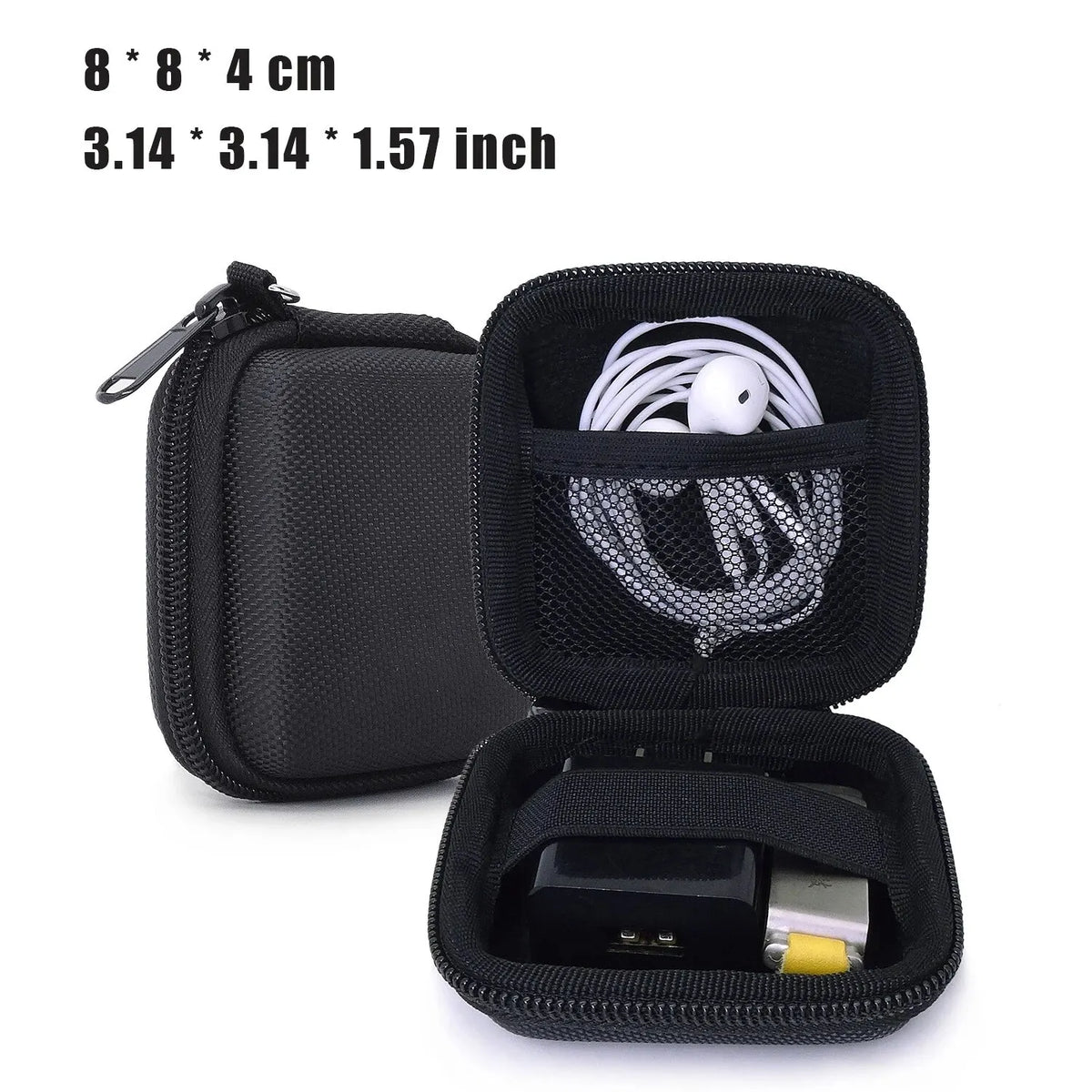 Portable Earphone Storage Case, Hard Shell Cable Organizer Bag for Chargers, Earbuds, USB Drives and Travel