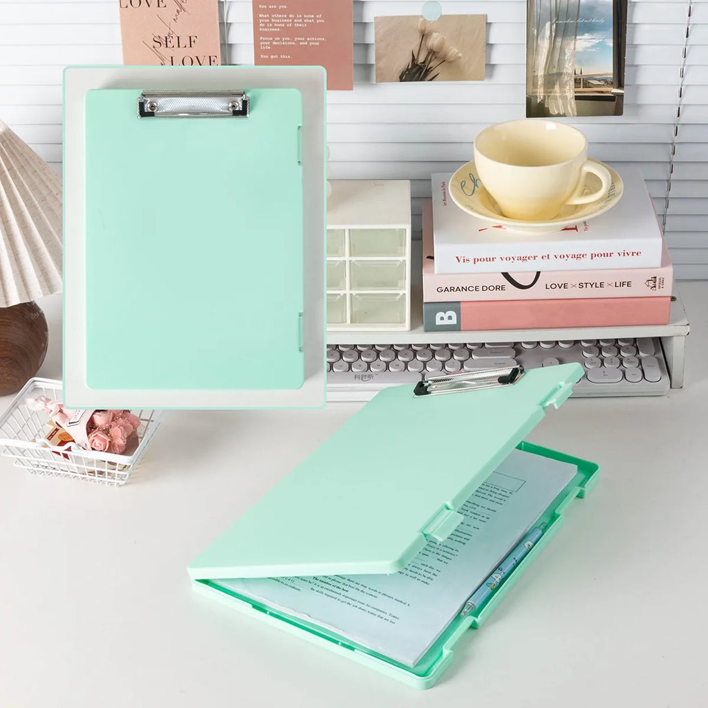 A4 Clipboard Folder with Storage Box for School Papers and Office Documents