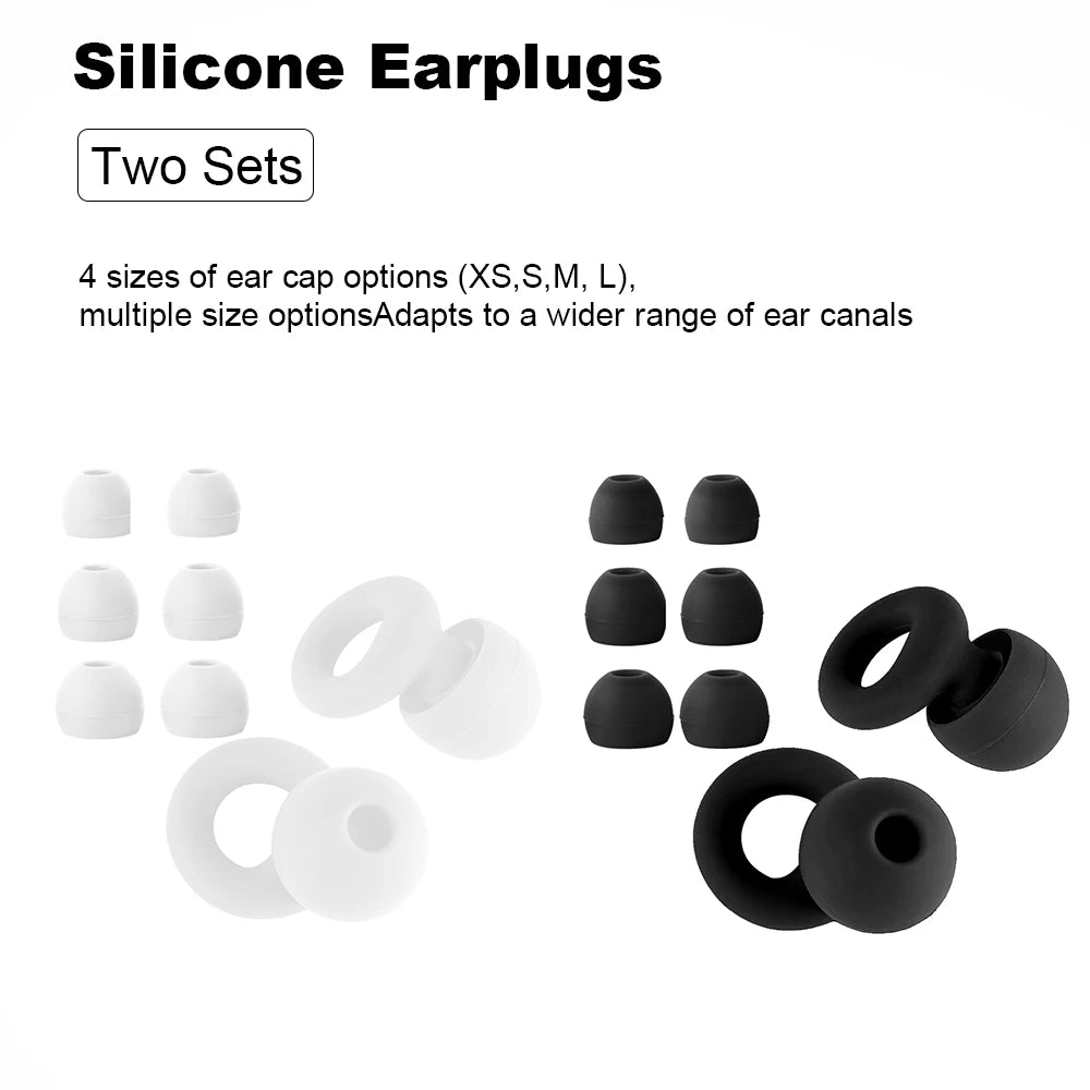 Quiet Ear Plugs for Noise Reduction — Soft Reusable Hearing Protection for Sleep, Swim & Work, 8 Tips in XS/S/M/L