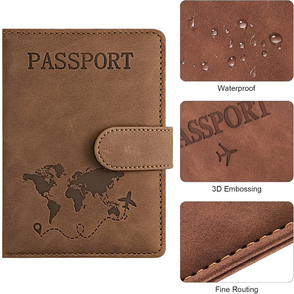RFID Blocking Passport Holder, Travel Wallet Cover Case with Card Slots and Boarding Pass Pocket for Women and Men
